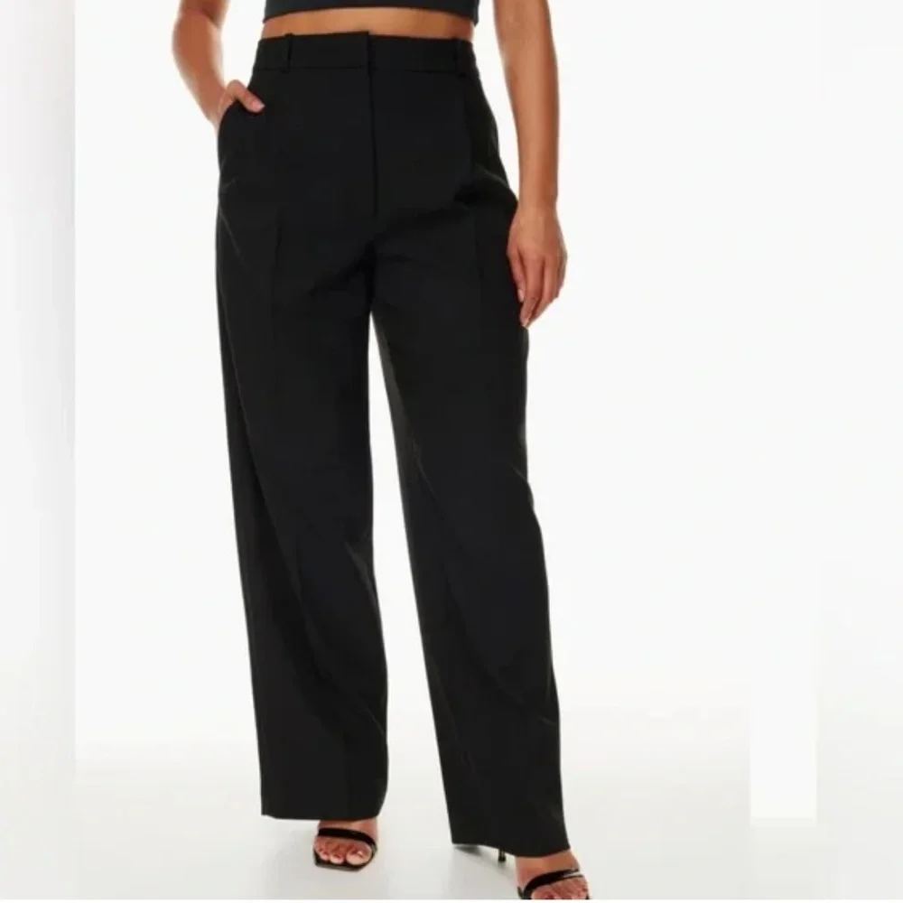 Aritzia Babaton Black Pleated Wide-Leg High-Rise Pants Quiet Luxury Office EUC - Picture 6 of 10